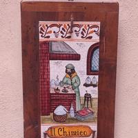 Mattone in ceramica Deruta su legno "Il Chimico"