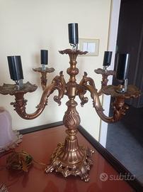 Candelabro/Lampada da Tavolo Vintage in Ottone