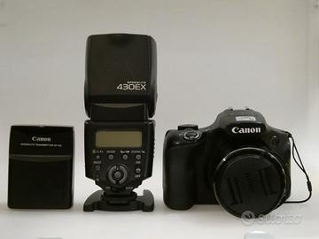 Canon PowerShot SX60 HS + 430EX + ST-E2 + Borsa
