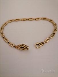 bracciale oro 18 kt testa di leone