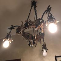 Lampadario in ferro battuto artistico fine ‘800