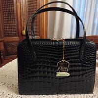 borsa  nera coccodrillo vintage anni 40