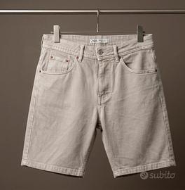 Pantaloncini Zara uomo di jeans verde acqua / écru