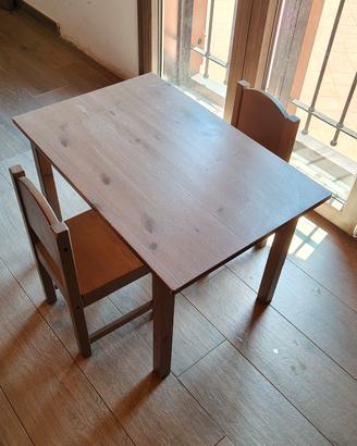 Tavolino + 2 sedie in legno per bambini IKEA