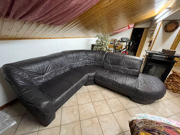 Divano in pelle nero viola 6 posti