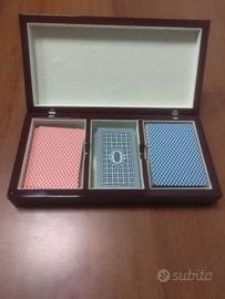 Carte da gioco, scatola in legno - argento 