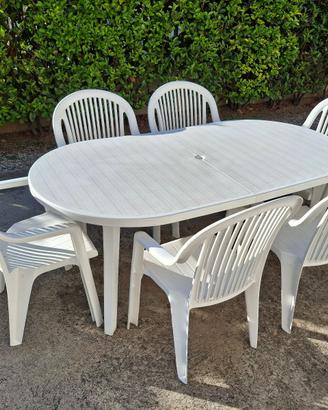 Tavolo Giardino 180x95 e 6 sedie, Grosfillex Miami