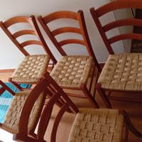 6 sedie in paglia fatte a meno