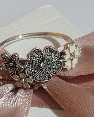 Anello pandora fiori mis 58