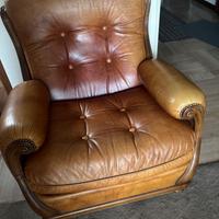 Poltrona vintage ecopelle color cuoio