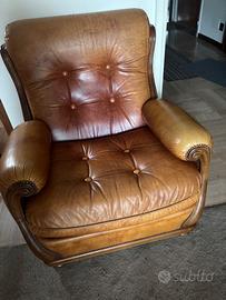 Poltrona vintage ecopelle color cuoio