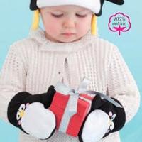 Completo cappello guanti bambino bambina pinguino