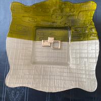 Piatto vintage centrotavola in vetro satinato