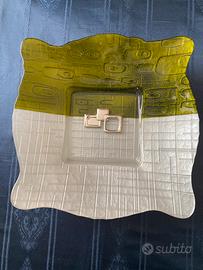 Piatto vintage centrotavola in vetro satinato