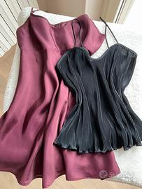 Set: 1 sottoveste, 1  top; bordeaux-nero tg S