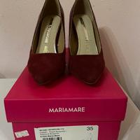 Scarpe donna in velluto rosso