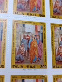 foglio 50 francobolli Italia 2001