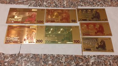7  BANCONOTE   EURO Fantasia  LAMINATE  IN  ORO 