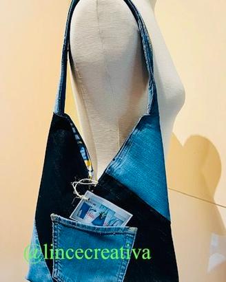 BORSA NUOVA IN JEANS FATTA A MANO. PEZZO UNICO