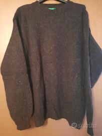 Maglione Benetton Girocollo lana Marrone Melange