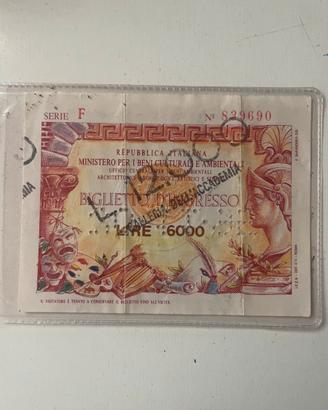 Biglietto di ingresso L.6000 Repubblica Italiana