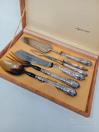 Set posate in argento 800 e corno antiche