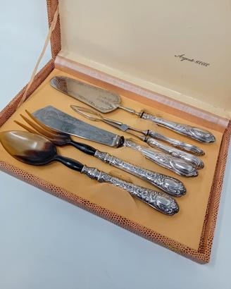 Set posate in argento 800 e corno antiche