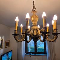 Elegante Lampadario Barocco in OTTONE MASSICCIO