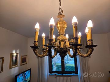 Elegante Lampadario Barocco in OTTONE MASSICCIO