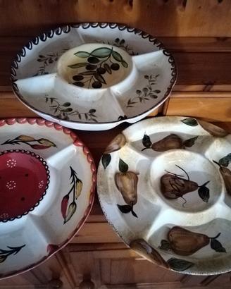 set tre antipastiere in ceramica 