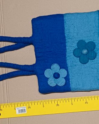 Borsa a spalla artigianale in feltro Sfumature blu