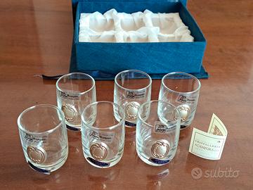 Set 6 bicchieri liquore in cristallo e argento 925
