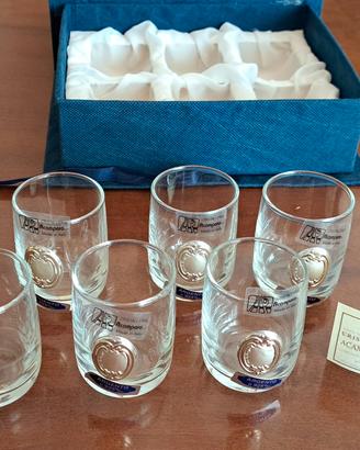 Set 6 bicchieri liquore in cristallo e argento 925