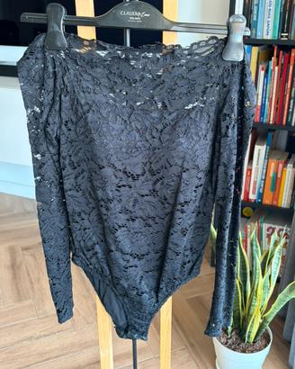 Body maniche lunghe pizzo nero
