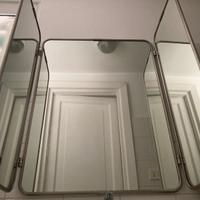 Grande specchio da barbiere trittico stile vintage