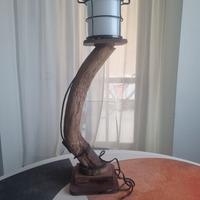 Lampada artigianale in legno stile rusticoLampada 