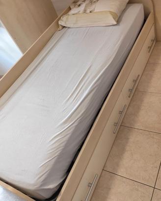 Letto singolo con materasso 90x200