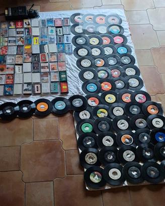 Dischi 45 giri e cassette musica