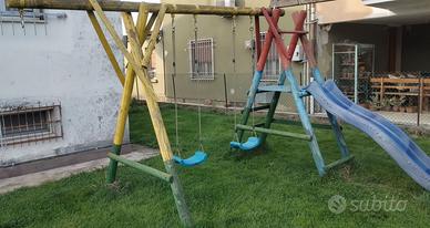 ALTALENA BAMBINI SCIVOLO GIOCO GIARDINO LEGNO