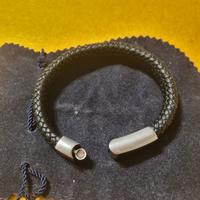 MONTBLANC Bracciale uomo in pelle nera intrecciata