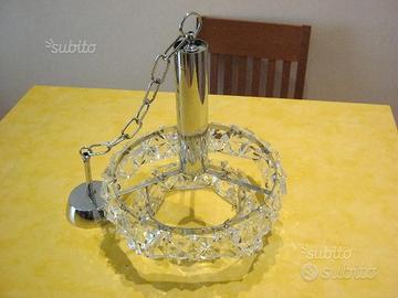 Lampadario cromo e cristalli vintage