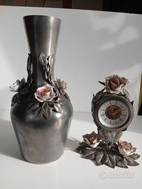 Raro set peltro e porcellana F.M.C.Cavagnini