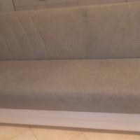Divano in pelle e tessuto con cassettone 3 posti