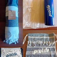 Accessori Prolife: borsa zaino borraccia telo mare