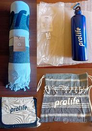 Accessori Prolife: borsa zaino borraccia telo mare