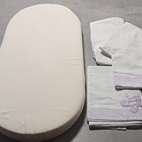 Lenzuola culla/navicella  + materasso universale