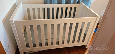 Lettino culla bambini con materasso 140x70 bianco