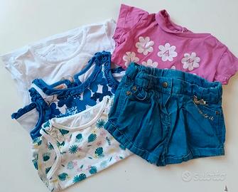 Set estivo 5 pezzi bimba. Taglia 9/12 mesi. canott