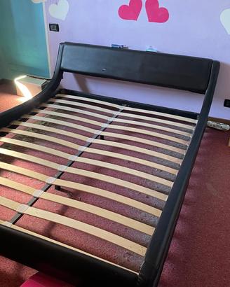 Letto in eccopelle nero piu rette matrimoniale 160