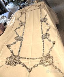 Tovaglia + 12 tovaglioli Anni 60 Vintage ricamo fi